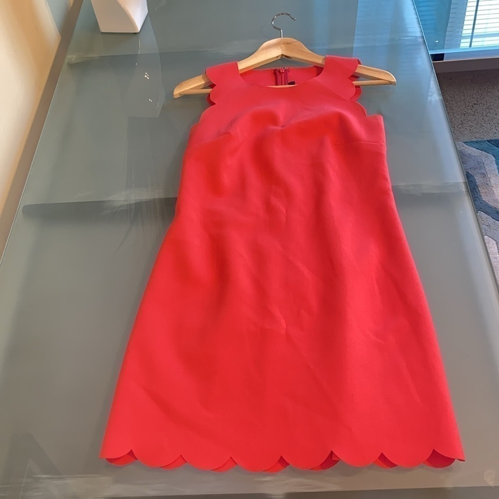 J Crew Dress J. Crew Red Scalloped Sleeveless Dress Like NEW Size 00